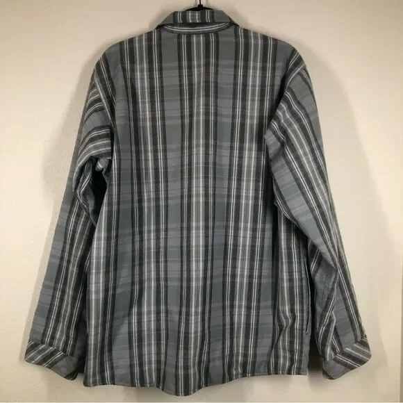 Patagonia Reversible Gray Plaid Flannel Full Zip Shirt Puffer Jacket Men’s Large